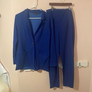 Blue Casual Pant Suit